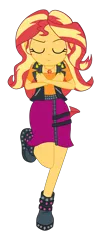 Size: 1900x4718 | Tagged: safe, artist:gmaplay, derpibooru import, sunset shimmer, cheer you on, equestria girls, equestria girls series, spoiler:eqg series (season 2), arms folded, boots, clothes, cutie mark, cutie mark on clothes, determined smile, eyes closed, geode of empathy, image, jewelry, leather vest, magical geodes, necklace, one leg up, png, raised eyebrow, shoes, shoulderless shirt, simple background, skirt, solo, spikes, transparent background