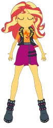 Size: 1900x4564 | Tagged: safe, artist:gmaplay, derpibooru import, sunset shimmer, cheer you on, equestria girls, equestria girls series, spoiler:eqg series (season 2), arms spread out, boots, clothes, cutie mark, cutie mark on clothes, eyes closed, geode of empathy, grin, image, jewelry, leather vest, magical geodes, necklace, png, shoes, shoulderless shirt, simple background, skirt, smiling, solo, spikes, transformation, transparent background