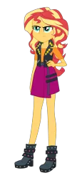 Size: 1900x4378 | Tagged: safe, artist:gmaplay, derpibooru import, sunset shimmer, human, equestria girls, equestria girls series, adorkable, cute, dork, female, i'm not cute, image, png, shimmerbetes, simple background, solo, sunset shimmer is not amused, transparent background, unamused