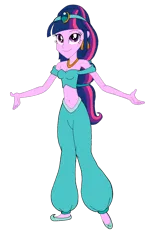 Size: 1024x1656 | Tagged: safe, artist:renthegodofhumor, derpibooru import, twilight sparkle, equestria girls, aladdin, clothes, cosplay, costume, image, png