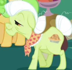 Size: 420x408 | Tagged: safe, derpibooru import, screencap, granny smith, earth pony, pony, friendship is magic, clothes, cropped, female, granny smith's shawl, image, mare, png, scarf, solo focus