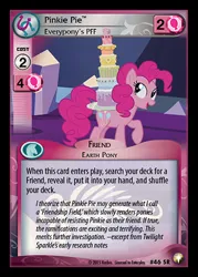 Size: 344x480 | Tagged: safe, derpibooru import, pinkie pie, castle sweet castle, cake, ccg, enterplay, equestrian odysseys, food, image, jpeg, looking back, merchandise, solo