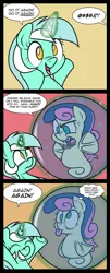 Size: 569x1403 | Tagged: safe, artist:epulson, derpibooru import, bon bon, lyra heartstrings, sweetie drops, seahorse, angry, bubble, cute, image, in bubble, jpeg, underwater, water