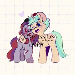 Size: 500x500 | Tagged: safe, artist:yun_nhee, derpibooru import, oc, unofficial characters only, earth pony, pony, unicorn, duo, image, jpeg