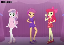 Size: 1062x751 | Tagged: safe, artist:excelso36, derpibooru import, part of a set, apple bloom, scootaloo, sweetie belle, human, equestria girls, bowtie, casual, clothes, commission, converse, cutie mark crusaders, female, formal wear, hat, image, jpeg, lidded eyes, shoes, skirt, suit, suspenders, trio, trio female