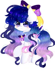 Size: 781x1023 | Tagged: safe, artist:magicangelstarartist, derpibooru import, oc, oc:angelili, unofficial characters only, pegasus, pony, bow, ethereal mane, female, image, jpeg, mare, multicolored hair, simple background, solo, starry mane
