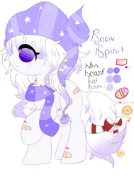 Size: 776x1029 | Tagged: safe, artist:magicangelstarartist, derpibooru import, oc, oc:snow spirit, unofficial characters only, earth pony, pony, clothes, female, hat, image, jpeg, mare, ribbon, scarf, side view, solo