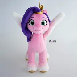 Size: 1600x1600 | Tagged: safe, artist:meplushyou, derpibooru import, pipp petals, pegasus, pony, female, fluffy, fluffy wings, g5, image, irl, jpeg, mare, photo, plushie, smiling, solo, spread wings, standing, wings