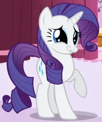 Size: 518x620 | Tagged: safe, derpibooru import, screencap, rarity, pony, unicorn, a dog and pony show, season 1, cropped, cute, female, image, mare, png, raised hoof, raribetes