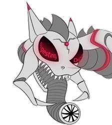 Size: 1000x1115 | Tagged: safe, artist:rubiont, derpibooru import, oc, oc:rubiont, pony, robot, robot pony, clothes, corrupted, costume, creepy, cropped, evil grin, grin, halloween, halloween costume, holiday, image, mandibles, png, rubiont stickerpack, scary, smiling, sticker, tongue out