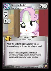 Size: 344x480 | Tagged: safe, derpibooru import, sweetie belle, appleoosa's most wanted, ccg, enterplay, equestrian odysseys, image, jpeg, magic, merchandise, solo, sweetie belle's magic brings a great big smile, tongue out