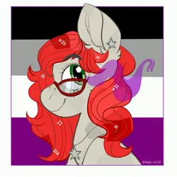 Size: 3000x3000 | Tagged: safe, artist:dejji_vuu, derpibooru import, oc, unofficial characters only, earth pony, pony, asexual pride flag, image, jpeg, pride, pride flag, solo