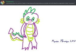 Size: 1024x700 | Tagged: safe, artist:moon flower, artist:pony-berserker, derpibooru import, spike, oc, oc:berzie, anthro, changedling, changeling, dragon, friendship is magic, 1000 hours in ms paint, 2018, arthropod, bust, claws, clothes, dialogue, digital art, duo, english, equine, front view, green skin, hasbro, hat, helmet, horn, image, lineart, male, male focus, ms paint, my little pony, open mouth, png, pointy tail, portrait, profile picture, purple skin, request art, shitposting, signature, simple background, skin, smiling, solo focus, spikes, standing, tail, text, three-quarter view, tongue out, white background