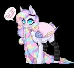 Size: 1554x1436 | Tagged: safe, artist:h0rsefeathers, derpibooru import, oc, unofficial characters only, bat pony, pony, blanket, image, jpeg, pillow, simple background, solo, transparent background