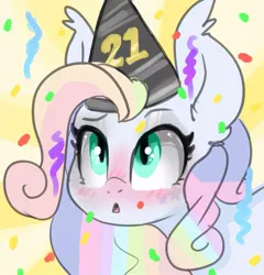 Size: 727x757 | Tagged: safe, artist:h0rsefeathers, derpibooru import, oc, unofficial characters only, bat pony, pony, hat, image, jpeg, party hat, solo