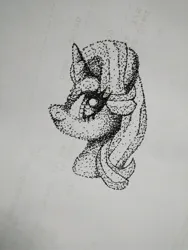 Size: 1536x2048 | Tagged: safe, artist:h0rsefeathers, derpibooru import, oc, unofficial characters only, pony, unicorn, image, jpeg, solo, stippling, traditional art