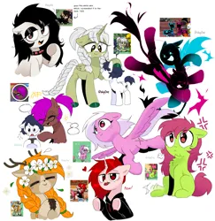 Size: 1714x1767 | Tagged: safe, artist:inkp0ne, derpibooru import, oc, unofficial characters only, alicorn, deer, earth pony, pegasus, pony, unicorn, group, image, jpeg, simple background, white background