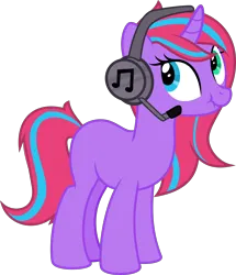 Size: 5383x6270 | Tagged: safe, artist:sollace, derpibooru import, unnamed character, oc, unofficial characters only, pony, unicorn, derpibooru exclusive, female, headphones, heterochromia, image, looking back, png, scrunchy face, simple background, solo, standing, transparent background, vector