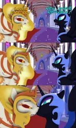 Size: 3840x6480 | Tagged: safe, artist:wissle, derpibooru import, daybreaker, nightmare moon, princess celestia, princess luna, alicorn, pony, 3d, absurd resolution, and then sex happened, angry, banner, comic, eyes open, female, fight, full comic, hallway, image, incest, jpeg, kiss on the lips, kissing, lesbian, looking at each other, looking at someone, mare, meta, new lunar republic, pillar, princest, royal sisters, shipping, siblings, sisters, solar empire, source filmmaker, statue, text, yelling
