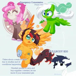 Size: 2048x2048 | Tagged: safe, artist:inkp0ne, derpibooru import, oc, unofficial characters only, alicorn, earth pony, pegasus, pony, group, image, jpeg, price sheet, simple background