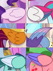 Size: 1500x2000 | Tagged: safe, derpibooru import, edit, edited screencap, screencap, pipp petals, queen haven, zipp storm, pegasus, pony, rabbit, mane melody, my little pony: tell your tale, spoiler:g5, spoiler:my little pony: tell your tale, spoiler:tyts01e05, spoiler:tyts01e12, spoiler:tyts01e46, animal, cherry flyaway, coloured wings, comparison, female, folded wings, g5, group, image, male, mane melody (location), mare, png, rocky riff, royal family, royal guard, royal sisters (g5), siblings, sisters, sparky's sick, stallion, the game is ahoof, thunder (g5), wings