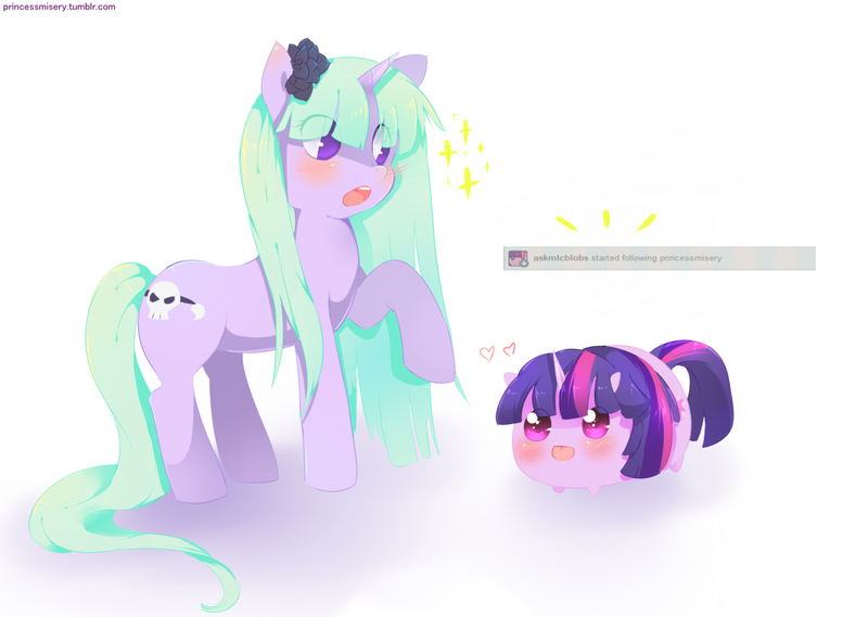 Size: 1280x911 | Tagged: safe, artist:princessmisery, derpibooru import, twilight sparkle, oc, oc:pastel gloomy, blob, image, png