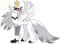 Size: 3001x2222 | Tagged: safe, artist:supahdonarudo, derpibooru import, classical hippogriff, hippogriff, crown, helluva boss, hippogriffied, image, jewelry, png, regalia, simple background, species swap, stella (helluva boss), transparent background
