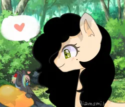 Size: 1041x894 | Tagged: safe, artist:iamsmileo, derpibooru import, oc, unofficial characters only, bat pony, earth pony, pony, duo, food, forest, image, jpeg, mango, tree