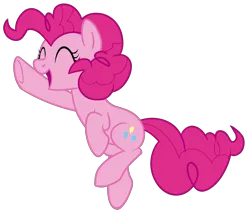 Size: 4512x3888 | Tagged: safe, artist:tersisa, derpibooru import, pinkie pie, earth pony, pony, eyes closed, female, happy, high res, image, mare, open mouth, png, raised hoof, show accurate, simple background, solo, transparent background