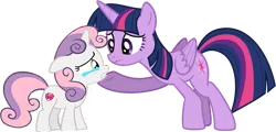 Size: 1077x519 | Tagged: safe, artist:decprincess, derpibooru import, edit, edited screencap, editor:incredibubbleirishguy, screencap, sweetie belle, twilight sparkle, twilight sparkle (alicorn), alicorn, pony, unicorn, father knows beast, the last crusade, background removed, comforting, crying, duo, duo female, female, filly, image, png, sad, sweetie belle's cutie mark, vector
