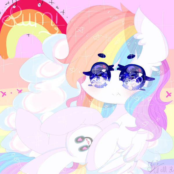 Size: 894x894 | Tagged: safe, artist:magicangelstarartist, derpibooru import, oc, unofficial characters only, pegasus, pony, female, image, jpeg, mare, multicolored hair, plushie, simple background, solo