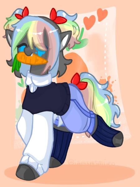 Size: 769x1026 | Tagged: safe, artist:iamsmileo, derpibooru import, oc, unofficial characters only, earth pony, pony, carrot, food, image, jpeg, solo