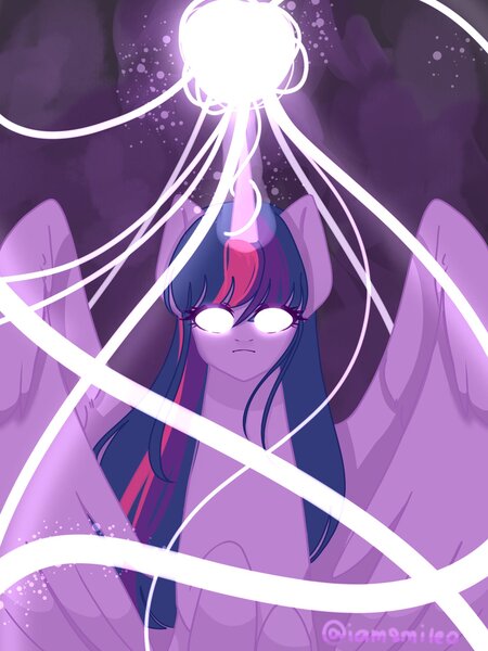 Size: 1536x2048 | Tagged: safe, artist:iamsmileo, derpibooru import, twilight sparkle, alicorn, pony, image, jpeg, magic, purple background, simple background, solo