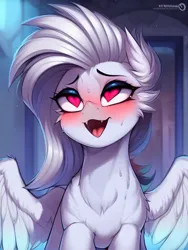 Size: 768x1024 | Tagged: safe, derpibooru import, machine learning generated, stable diffusion, pegasus, ahegao, cute, cute face, detailed background, image, open mouth, png, tongue out, unknown character