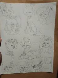 Size: 1560x2080 | Tagged: safe, artist:iamsmileo, derpibooru import, oc, unofficial characters only, alicorn, earth pony, pony, unicorn, group, image, jpeg, traditional art