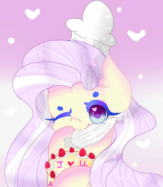 Size: 835x957 | Tagged: safe, artist:magicangelstarartist, derpibooru import, oc, unofficial characters only, earth pony, baker, cake, food, frosting, image, jpeg, multicolored hair, simple background, solo