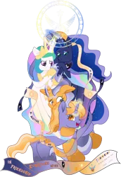 Size: 6159x8976 | Tagged: safe, artist:lincolnbrewsterfan, derpibooru import, part of a set, princess celestia, princess luna, oc, oc:imperii solem (empirica sol), oc:lunae novae (new luna), ponified, alicorn, pony, unicorn, derpibooru, series:apri(luna) fools!, .svg available, 2023, absurd resolution, aftermath, alternate design, april fools, april fools 2023, blue, blue eyes, blue mane, blue tail, celebration, clothes, colored wings, crossed horns, crown, cute, cute face, cute smile, cutie mark, cyan eyes, derpibooru exclusive, derpibooru logo, derpibooru ponified, description is relevant, embrace, ethereal hair, ethereal mane, ethereal tail, everything is fixed, everything went better than expected, female, finale, floating, flowing mane, flowing tail, glare, glow, glowing horn, gold, golden eyes, gradient hair, gradient mane, gradient tail, gradient wings, group, group hug, happiness, happy, head down, hoof heart, horn, horns are touching, hug, image, implied princess celestia, implied princess luna, inkscape, inverted colors, jewelry, lesson, levitation, logo, long horn, long mane, long tail, looking at each other, looking at someone, looking at you, looking down, looking up, magic, magic aura, magic circle, magic glow, mare, meta, moon, movie accurate, multicolored hair, multicolored mane, multicolored tail, new lunar republic, ocbetes, opposites, palette swap, part of a series, peytral, png, ponified logo, positive message, positive ponies, princess celestia's cutie mark, princess luna's cutie mark, projection, quartet, raised hoof, recolor, regalia, representative, reunion, ribbon, runes, runescape, shoes, sibling love, siblings, simple background, sister, sisterly love, sisters, smiling, smiling at each other, solar empire, solo, sparkly mane, sparkly tail, spread hooves, striped mane, striped tail, tail, teal eyes, telekinesis, thank you, thanks, the war is over, timeline, touching hooves, translucent mane, transparent background, transparent mane, transparent tail, tribute, twin sisters, twins, underhoof, unicorn oc, united equestria, vector, winghug, wings, yellow eyes, you guys are awesome and i love you