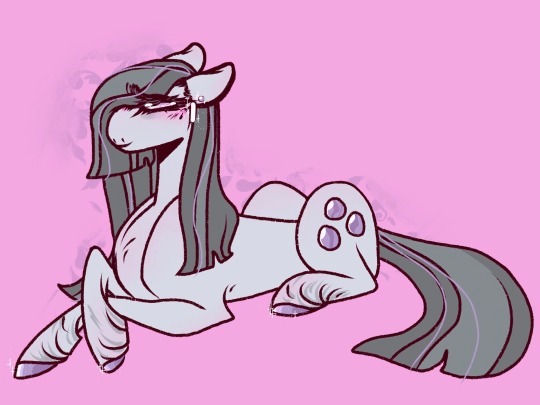 Size: 540x405 | Tagged: safe, artist:rareapples, derpibooru import, marble pie, earth pony, pony, 2d, colored, crossed legs, digital art, female, image, jpeg, long hair, long mane, looking at you, lying down, mare, prone, sitting, solo, tail