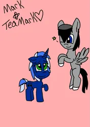 Size: 679x960 | Tagged: safe, derpibooru import, oc, oc:chopsticks, unofficial characters only, pegasus, pony, unicorn, duo, female, flying, hat, heart, image, male, mare, oc x oc, one eye closed, png, shipping, simple background, stallion, text, wink