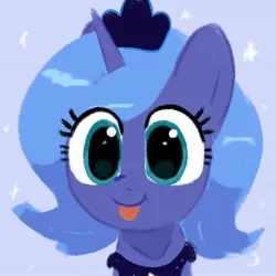 Size: 2048x2048 | Tagged: safe, artist:omelettepony, derpibooru import, princess luna, alicorn, pony, :p, crown, eye clipping through hair, female, horn, image, jewelry, jpeg, mare, peytral, regalia, s1 luna, solo, tongue out