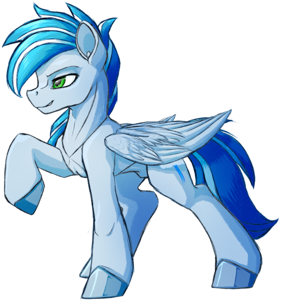 Size: 1256x1353 | Tagged: safe, artist:thatonegib, derpibooru import, pegasus, grin, image, multicolored hair, png, pose, raised hoof, simple background, smiling, solo, transparent background