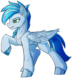 Size: 1256x1353 | Tagged: safe, artist:thatonegib, derpibooru import, pegasus, grin, image, multicolored hair, png, pose, raised hoof, simple background, smiling, solo, transparent background