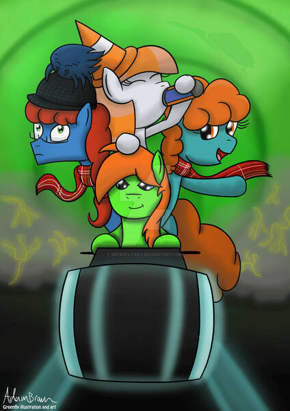 Size: 751x1063 | Tagged: safe, artist:greenflyart, derpibooru import, oc, oc:nessie (bronyscot), unofficial characters only, bronyscot, group, image, jpeg