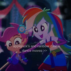 Size: 576x578 | Tagged: safe, derpibooru import, edit, edited screencap, screencap, sound edit, apple bloom, applejack, curly winds, golden hazel, rainbow dash, rose heart, scootaloo, some blue guy, sophisticata, sweet leaf, human, eqg summertime shorts, equestria girls, raise this roof, animated, apple bloom's bow, bare shoulders, belt, belt buckle, blinking, boots, bow, breakdancing, canterlot high, clothes, cowboy hat, dancing, evening gloves, eyes closed, fall formal outfits, female, fingerless gloves, frown, gloves, hair bow, hat, image, long gloves, male, night, offscreen character, open mouth, open smile, shoes, sleeveless, smiling, smirk, strapless, text, tiktok, webm