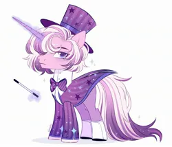Size: 2560x2189 | Tagged: safe, artist:wasabi, derpibooru import, oc, unofficial characters only, unicorn, adoptable, arrogant, bowtie, clothes, hat, haughty, horn, image, jpeg, looking at you, magic, magic wand, male, palette, signature, sparkles, spats, telekinesis, top hat, tuxedo, unicorn oc