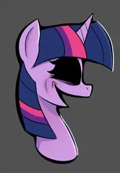 Size: 846x1214 | Tagged: safe, artist:ponconcarnal, derpibooru import, twilight sparkle, pony, unicorn, bust, creepy, image, jpeg, smiling, solo