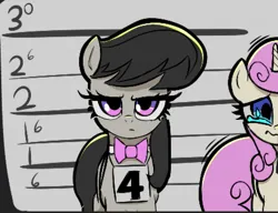 Size: 1331x1024 | Tagged: safe, artist:ponconcarnal, derpibooru import, octavia melody, earth pony, pony, unicorn, bow, crying, image, jpeg, line-up, looking at you