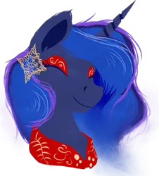 Size: 1132x1250 | Tagged: safe, artist:thatonegib, derpibooru import, princess luna, alicorn, bust, eyes closed, image, lunar new year, png, portrait, smiling, solo