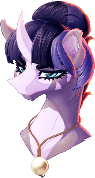 Size: 846x1580 | Tagged: safe, artist:thatonegib, derpibooru import, oc, unofficial characters only, original species, shark, shark pony, bust, gills, hair bun, horn, image, jewelry, looking at you, multicolored hair, necklace, png, portrait, solo, unamused