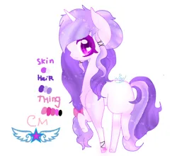 Size: 600x527 | Tagged: safe, artist:magicangelstarartist, derpibooru import, oc, oc:angel star, unofficial characters only, unicorn, image, jpeg, multicolored hair, raised hoof, reference, side view, simple background, solo